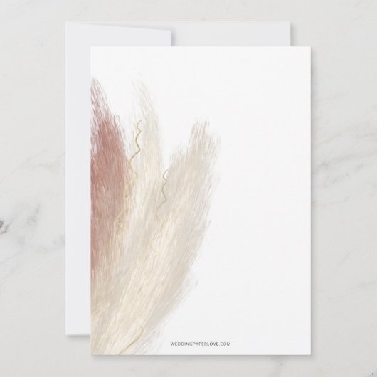 Rustikales Boho Pampas Grass Orchid Probe Dinner Einladung (Rückseite)