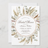 Rustikales Boho Pampas Grass Wreath Brautparty Einladung (Vorderseite)