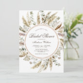 Rustikales Boho Pampas Grass Wreath Brautparty Einladung (Stehend Vorderseite)