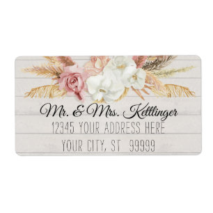 Rustikales Boho Pampas Palm Blush Blumengrün Holz