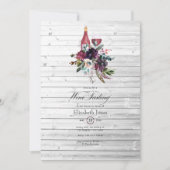 Rustikales Boho Pflaume Roter Wein Verkostung Brau Einladung (Vorderseite)