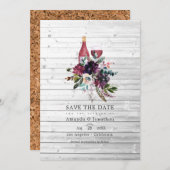 Rustikales Boho Pflaume Roter Wein Verkostung Hoch Save The Date (Vorne/Hinten)