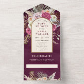 Rustikales Boho Plum Floral Bouquet Arch Baby Dusc All In One Einladung (Innen Boden)