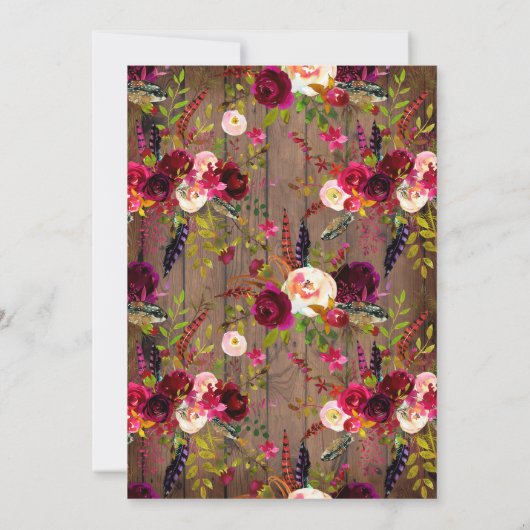 Rustikales Boho Probe Dinner mit Blumenstrauß Einladung (Rückseite)