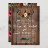 Rustikales Boho Probe Dinner mit Blumenstrauß Einladung (Vorne/Hinten)