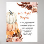 Rustikales Boho Pumpkin Game Late Night Diaper Pos Poster (Vorne)