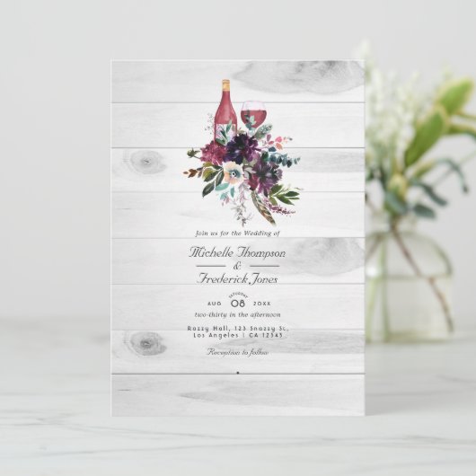 Rustikales Boho QR Code UAWG Wein Degustation Wedd Einladung (Stehend Vorderseite)