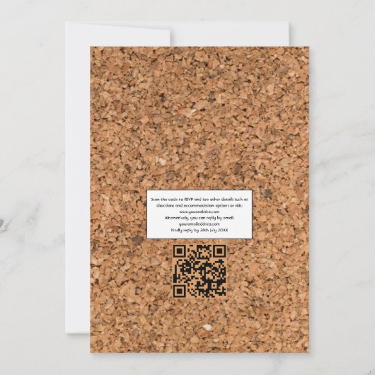 Rustikales Boho QR Code UAWG Wein Degustation Wedd Einladung (Rückseite)