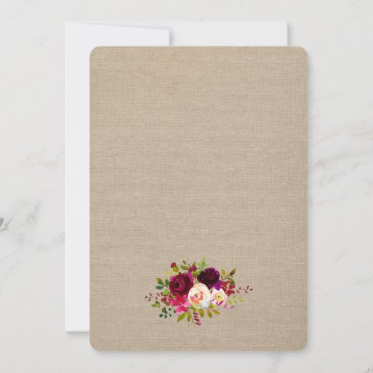 Rustikales Boho Red Floral Brautparty lädt ein Einladung (Rückseite)