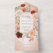 Rustikales Boho Rost & Peach Blumenstrauß Abendess All In One Einladung (Innen Boden)