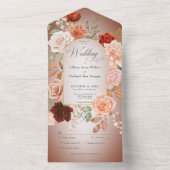 Rustikales Boho Rust & Peach Floral Arch Rostdüste All In One Einladung (Innen Boden)