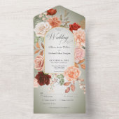 Rustikales Boho Rust & Peach Floral Arena Abendess All In One Einladung (Innen Boden)