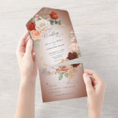 Rustikales Boho Rust & Peach Floral Frame Rost Abe All In One Einladung (Abreißen)