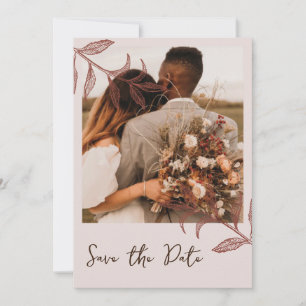 Rustikales boho schicke Foto Hochzeit speichern Si Einladung