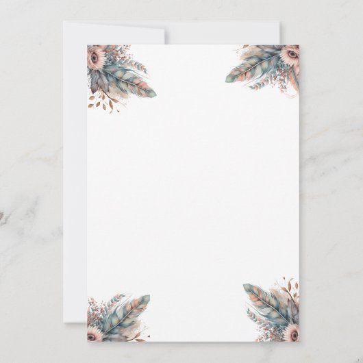 Rustikales Boho Silver & Pink Brautparty Einladung (Rückseite)