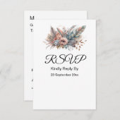 Rustikales Boho Silver & Pink Floral RSVP Karte (Vorne/Hinten)