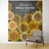 Rustikales Boho Sonnenblume Grau Brautparty Hinter Wandteppich (Beispiel)