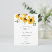 Rustikales Boho Sonnenblumen Save the Date Ankündigungspostkarte (Stehend Vorderseite)