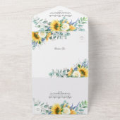 Rustikales Boho Sonnenblumen und Rose Hochzeit All In One Einladung (Außenbereich)