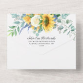 Rustikales Boho Sonnenblumen und Rose Hochzeit All In One Einladung (Rückseite)