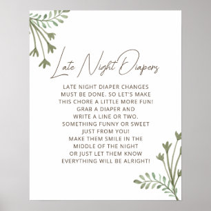 Rustikales Boho Spate Night Diapers Baby Showspiel Poster