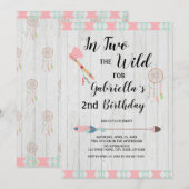 Rustikales Boho Stammes- in ZWEI der wilde 2. Einladung (Vorne/Hinten)