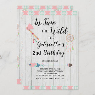 Rustikales Boho Stammes- in ZWEI der wilde 2. Einladung