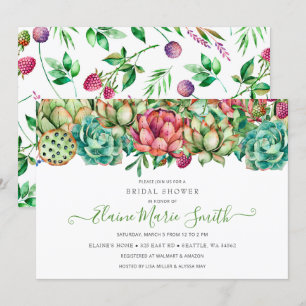 Rustikales Boho Succulent Greenerity Brautparty Einladung