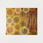 Rustikales Boho Sunflower Personalisiertes Brautpa Wandteppich (Vorderseite (Horizontal))