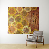 Rustikales Boho Sunflower Personalisiertes Brautpa Wandteppich (Beispiel (Horizontal))