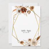 Rustikales Boho Terracotta Floral Gold Rahmen Wedd Einladung (Rückseite)