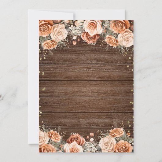 Rustikales Boho Terracotta Herbst in Liebe Dusche Einladung (Rückseite)