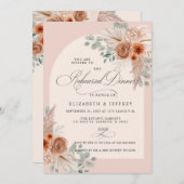 Rustikales Boho Terracotta Pampas Probe Abendessen Einladung (Vorne/Hinten)