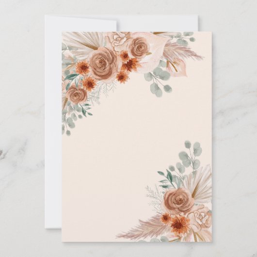 Rustikales Boho Terracotta Pampas Quinceanera Einladung (Rückseite)