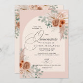 Rustikales Boho Terracotta Pampas Quinceanera Einladung (Vorne/Hinten)