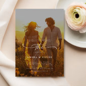 Rustikales Boho Trendy Romantic Sunset Foto Weddin Einladung