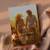 Rustikales Boho Trendy Romantic Sunset Foto Weddin Einladung