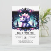 Rustikales Boho Triceratops Geburtstag Einladung (Stehend Vorderseite)