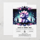 Rustikales Boho Triceratops Geburtstag Einladung (Vorne/Hinten)