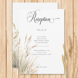 Rustikales Boho trockenes Gras Hochzeitsempfang Begleitkarte