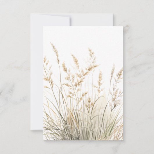 Rustikales Boho trockenes Tan Grass Hochzeitsessen RSVP Karte (Rückseite)