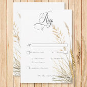 Rustikales Boho trockenes Tan Grass Hochzeitsessen RSVP Karte