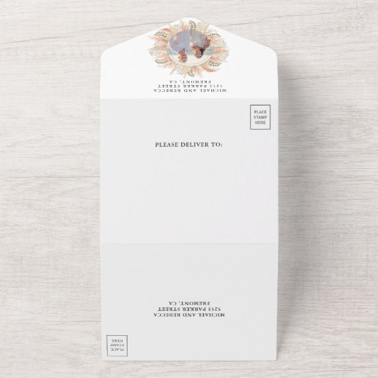 Rustikales Boho-Trockenpampas-Grass-Hex-Rahmen Hoc All In One Einladung (Außenbereich)