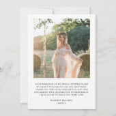 Rustikales boho Typografisches Brautparty Foto Dankeskarte (Rückseite)