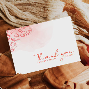 Rustikales Boho Wassercolor Foliage Terracotta Wed Dankeskarte