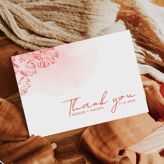 Rustikales Boho Wassercolor Foliage Terracotta Wed Dankeskarte