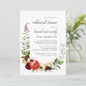 Rustikales Boho Wasserfarben Probe Abendessen Einladung (Stehend Vorderseite)