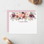 Rustikales Boho Watercolor Floral Monogramm Mitteilungskarte (Vorderseite/Rückseite Beispiel)