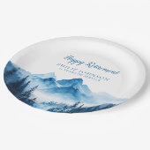 Rustikales Boho Watercolor Mountains Rentierungs-P Pappteller (Schrägansicht)