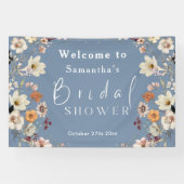 Rustikales Boho Wildblume Periwinkle Brautparty Banner (Horizontal)